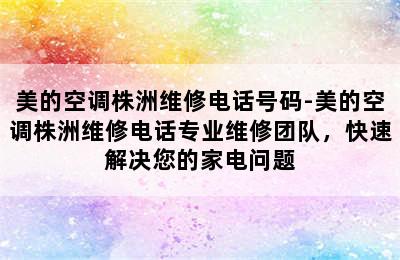 美的空调株洲维修电话号码-美的空调株洲维修电话专业维修团队，快速解决您的家电问题