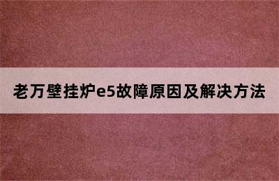 老万壁挂炉e5故障原因及解决方法