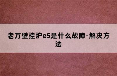 老万壁挂炉e5是什么故障-解决方法