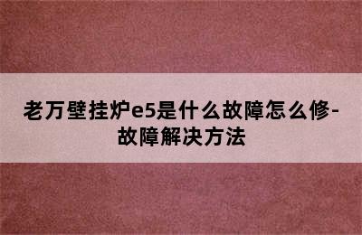 老万壁挂炉e5是什么故障怎么修-故障解决方法