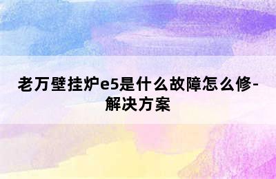 老万壁挂炉e5是什么故障怎么修-解决方案