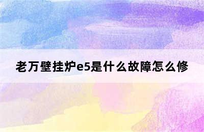 老万壁挂炉e5是什么故障怎么修