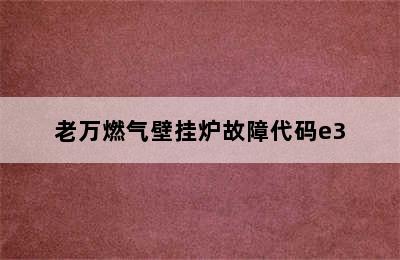 老万燃气壁挂炉故障代码e3