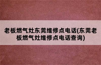 老板燃气灶东莞维修点电话(东莞老板燃气灶维修点电话查询)