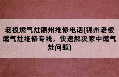 老板燃气灶锦州维修电话(锦州老板燃气灶维修专线，快速解决家中燃气灶问题)