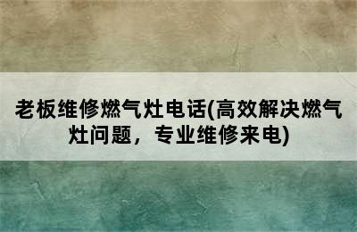 老板维修燃气灶电话(高效解决燃气灶问题，专业维修来电)