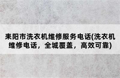 耒阳市洗衣机维修服务电话(洗衣机维修电话，全城覆盖，高效可靠)