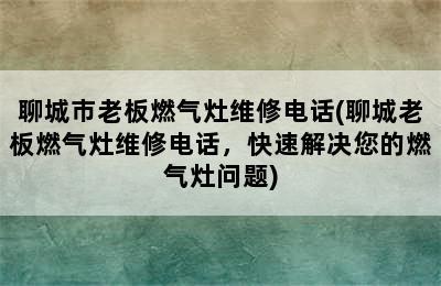 聊城市老板燃气灶维修电话(聊城老板燃气灶维修电话，快速解决您的燃气灶问题)