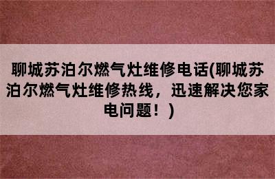 聊城苏泊尔燃气灶维修电话(聊城苏泊尔燃气灶维修热线，迅速解决您家电问题！)