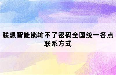 联想智能锁输不了密码全国统一各点联系方式