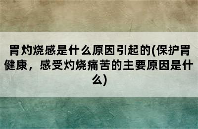 胃灼烧感是什么原因引起的(保护胃健康，感受灼烧痛苦的主要原因是什么)