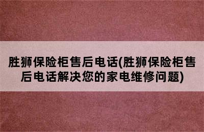 胜狮保险柜售后电话(胜狮保险柜售后电话解决您的家电维修问题)