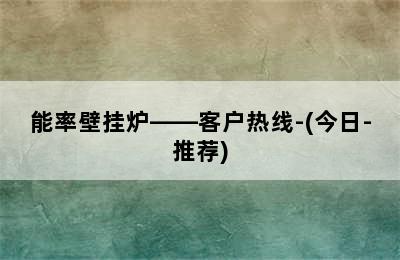 能率壁挂炉——客户热线-(今日-推荐)