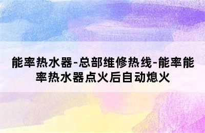 能率热水器-总部维修热线-能率能率热水器点火后自动熄火