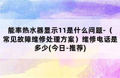 能率热水器显示11是什么问题-（常见故障维修处理方案）维修电话是多少(今日-推荐)