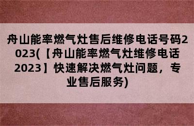 舟山能率燃气灶售后维修电话号码2023(【舟山能率燃气灶维修电话2023】快速解决燃气灶问题，专业售后服务)