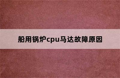 船用锅炉cpu马达故障原因