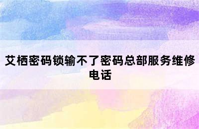 艾栖密码锁输不了密码总部服务维修电话