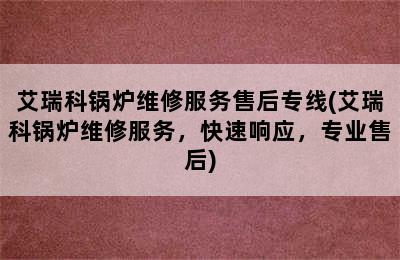 艾瑞科锅炉维修服务售后专线(艾瑞科锅炉维修服务，快速响应，专业售后)