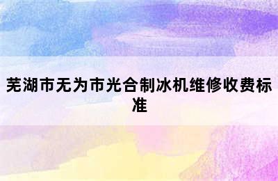 芜湖市无为市光合制冰机维修收费标准