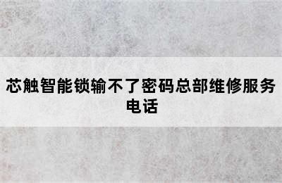 芯触智能锁输不了密码总部维修服务电话