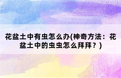 花盆土中有虫怎么办(神奇方法：花盆土中的虫虫怎么拜拜？)