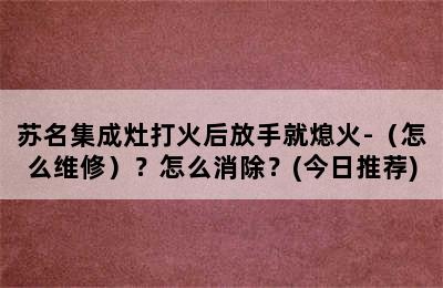 苏名集成灶打火后放手就熄火-（怎么维修）？怎么消除？(今日推荐)