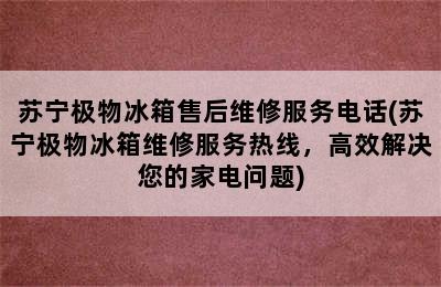 苏宁极物冰箱售后维修服务电话(苏宁极物冰箱维修服务热线，高效解决您的家电问题)