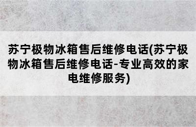 苏宁极物冰箱售后维修电话(苏宁极物冰箱售后维修电话-专业高效的家电维修服务)