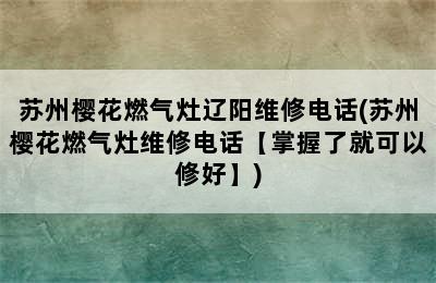 苏州樱花燃气灶辽阳维修电话(苏州樱花燃气灶维修电话【掌握了就可以修好】)