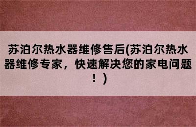 苏泊尔热水器维修售后(苏泊尔热水器维修专家，快速解决您的家电问题！)