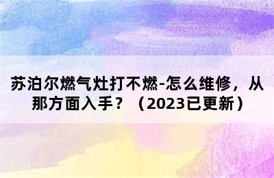 苏泊尔燃气灶打不燃-怎么维修，从那方面入手？（2023已更新）