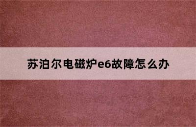 苏泊尔电磁炉e6故障怎么办