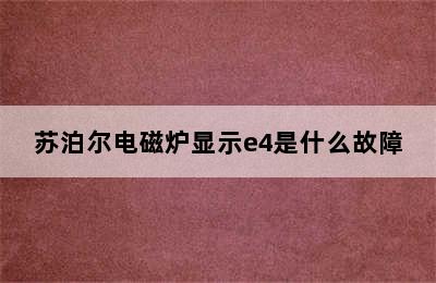 苏泊尔电磁炉显示e4是什么故障