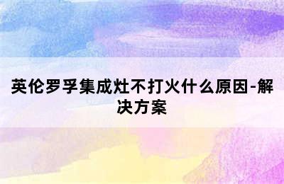 英伦罗孚集成灶不打火什么原因-解决方案