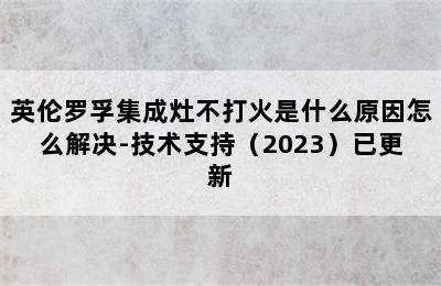 英伦罗孚集成灶不打火是什么原因怎么解决-技术支持（2023）已更新