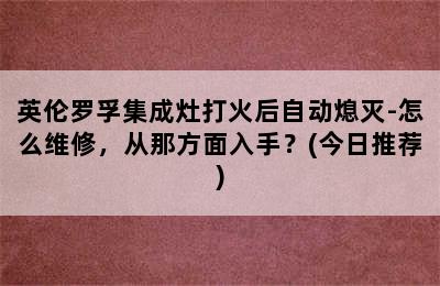 英伦罗孚集成灶打火后自动熄灭-怎么维修，从那方面入手？(今日推荐)