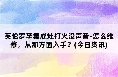 英伦罗孚集成灶打火没声音-怎么维修，从那方面入手？(今日资讯)