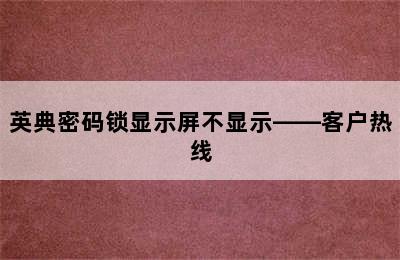 英典密码锁显示屏不显示——客户热线