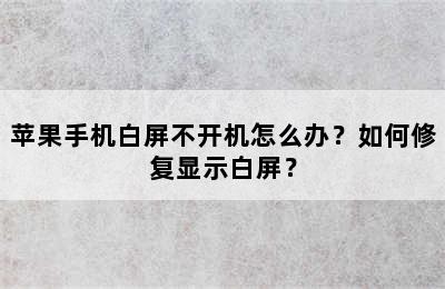 苹果手机白屏不开机怎么办？如何修复显示白屏？