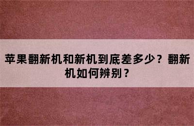 苹果翻新机和新机到底差多少？翻新机如何辨别？