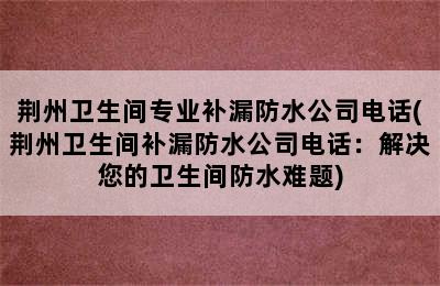 荆州卫生间专业补漏防水公司电话(荆州卫生间补漏防水公司电话：解决您的卫生间防水难题)