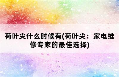 荷叶尖什么时候有(荷叶尖：家电维修专家的最佳选择)