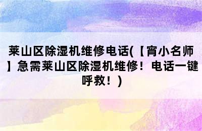 莱山区除湿机维修电话(【宵小名师】急需莱山区除湿机维修！电话一键呼救！)