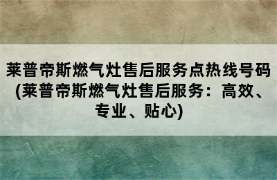 莱普帝斯燃气灶售后服务点热线号码(莱普帝斯燃气灶售后服务：高效、专业、贴心)