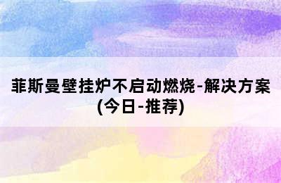 菲斯曼壁挂炉不启动燃烧-解决方案(今日-推荐)