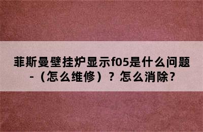 菲斯曼壁挂炉显示f05是什么问题-（怎么维修）？怎么消除？