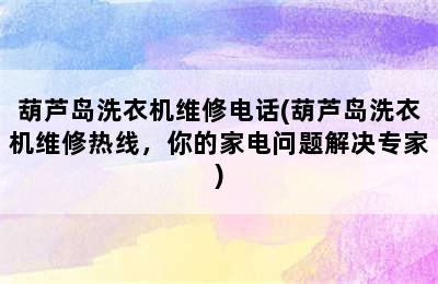 葫芦岛洗衣机维修电话(葫芦岛洗衣机维修热线，你的家电问题解决专家)