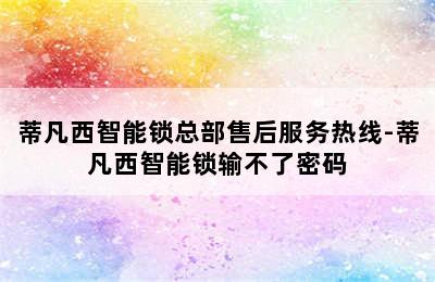 蒂凡西智能锁总部售后服务热线-蒂凡西智能锁输不了密码