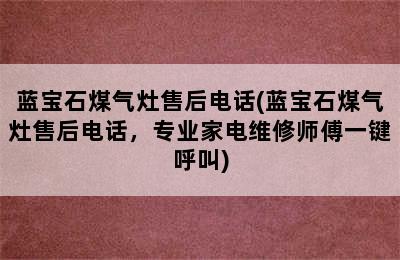 蓝宝石煤气灶售后电话(蓝宝石煤气灶售后电话，专业家电维修师傅一键呼叫)